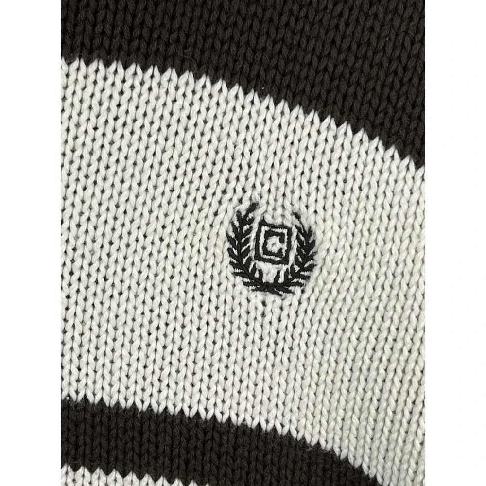 Chaps Ralph Lauren Brown Sweater White Blue Striped 1/4 Zip Pullover Mens Sz 3XL